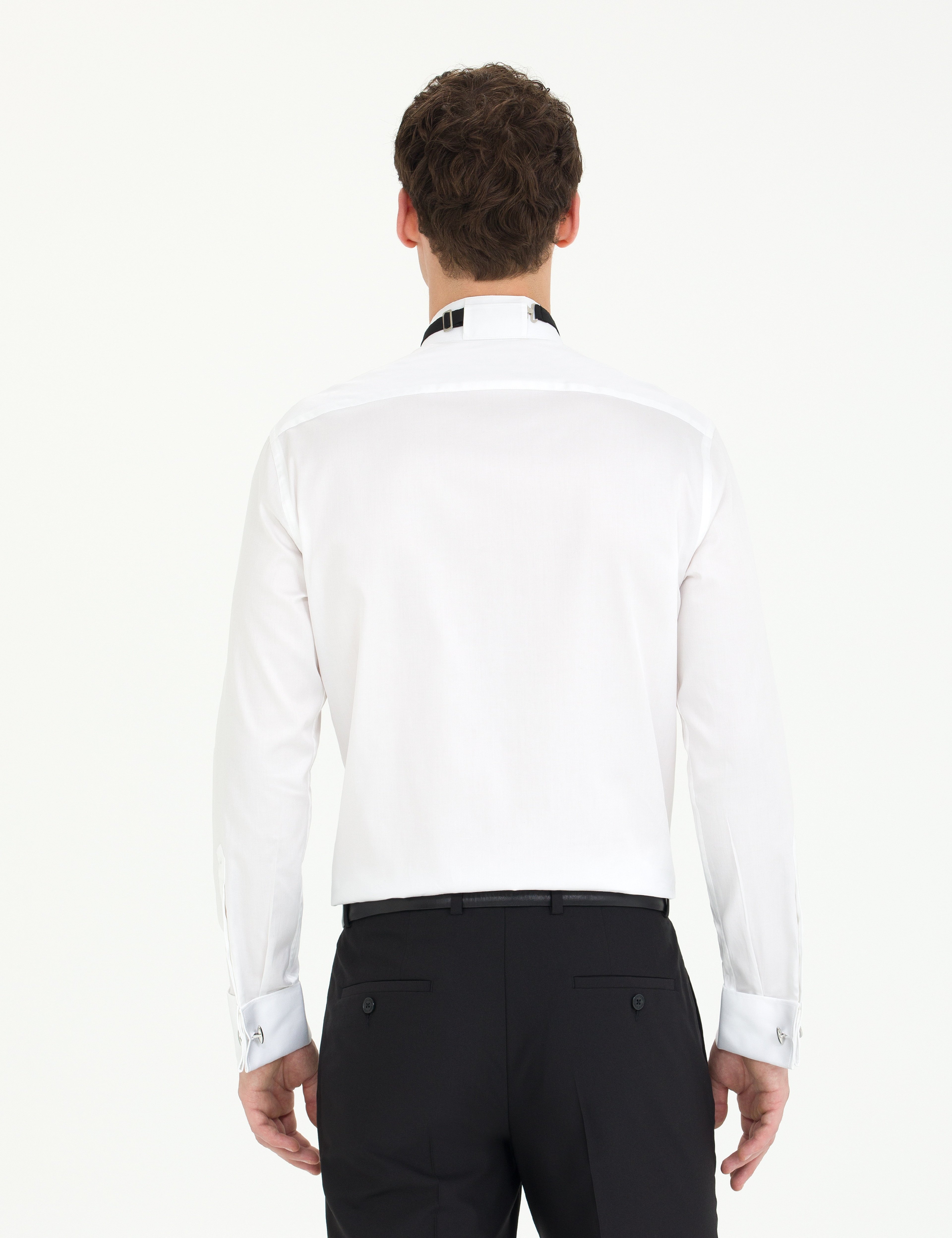 Beyaz Slim Fit Smokin Gömlek