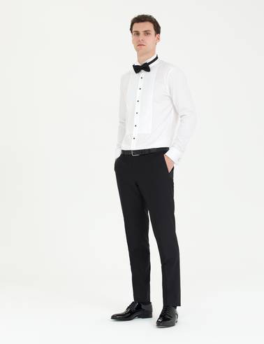 Beyaz Slim Fit Smokin Gömlek