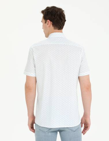 Açık Lacivert Slim Fit Kısa Kollu Gömlek