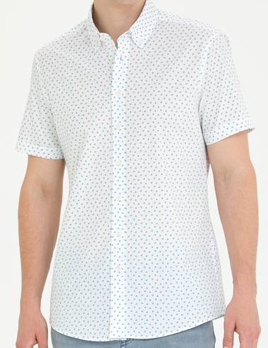 Açık Lacivert Slim Fit Kısa Kollu Gömlek