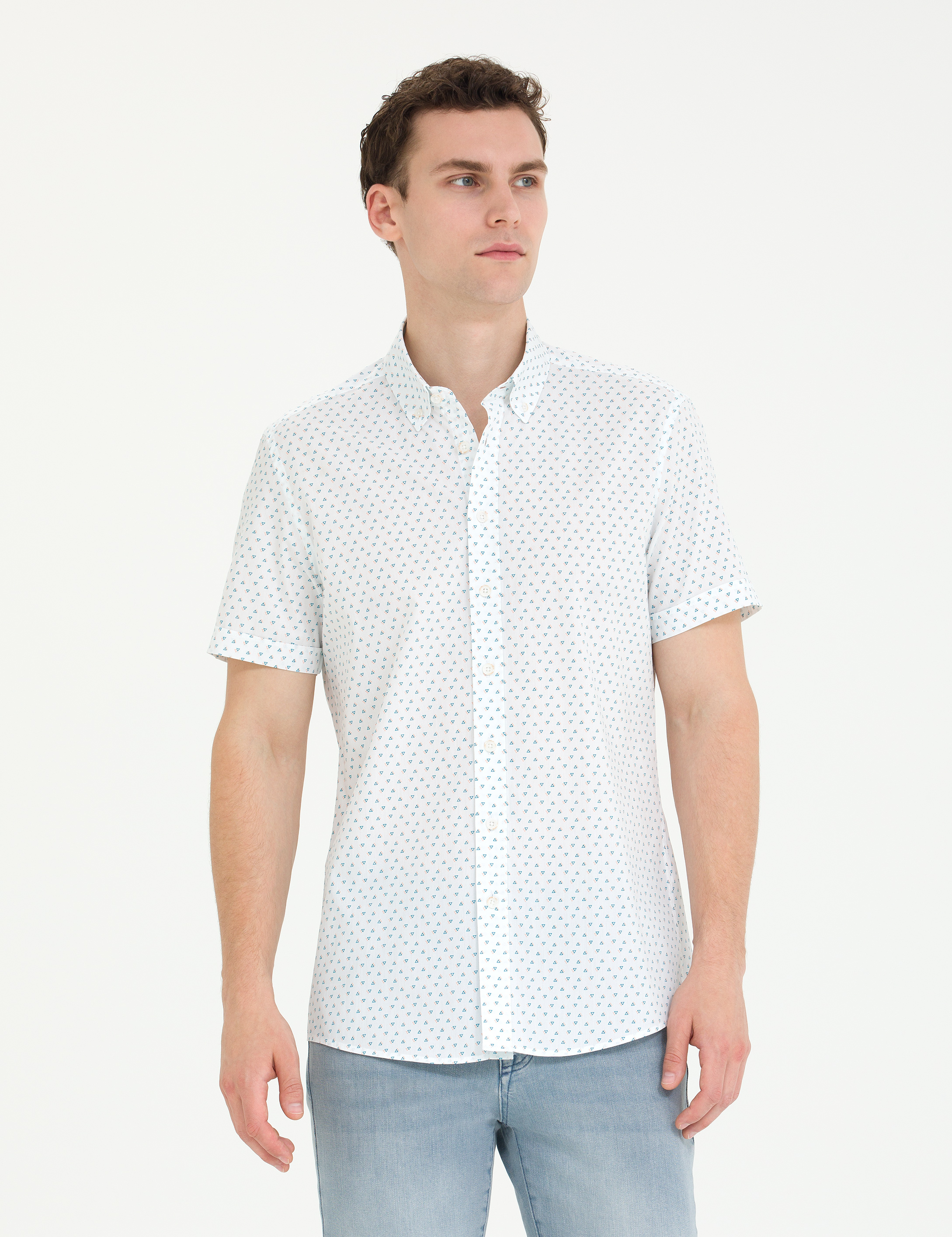 Pierre Cardin Açık Lacivert Slim Fit Kısa Kollu Gömlek görsel 3
