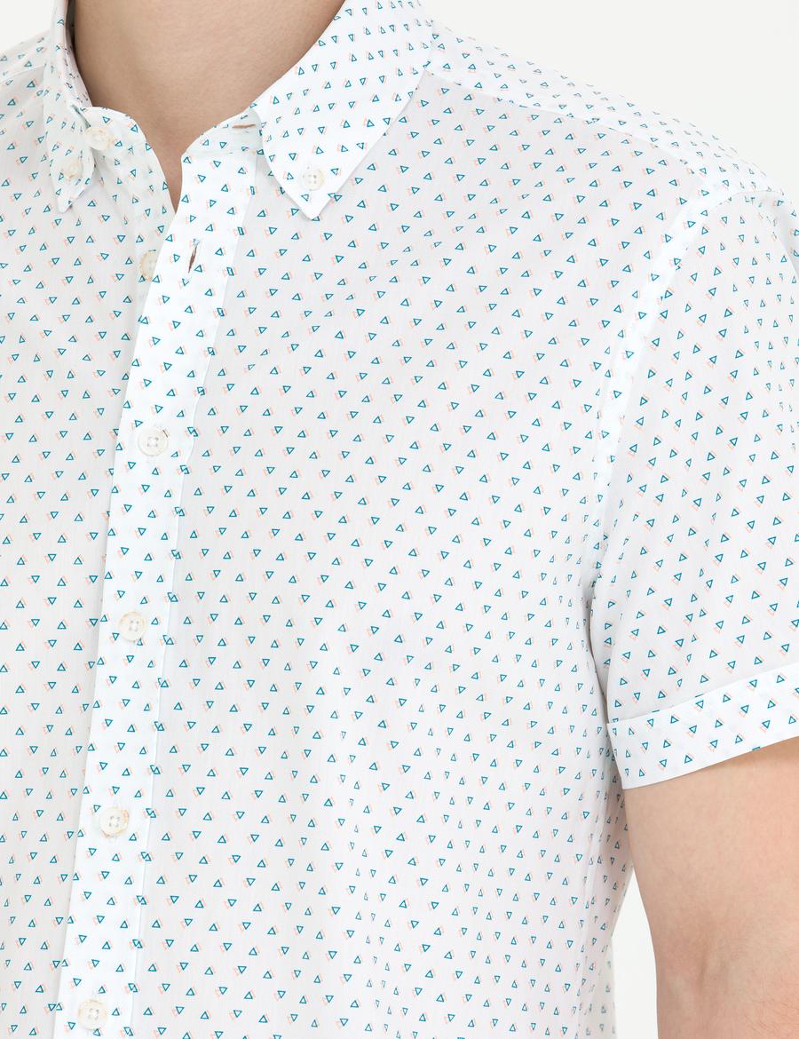 Açık Lacivert Slim Fit Kısa Kollu Gömlek