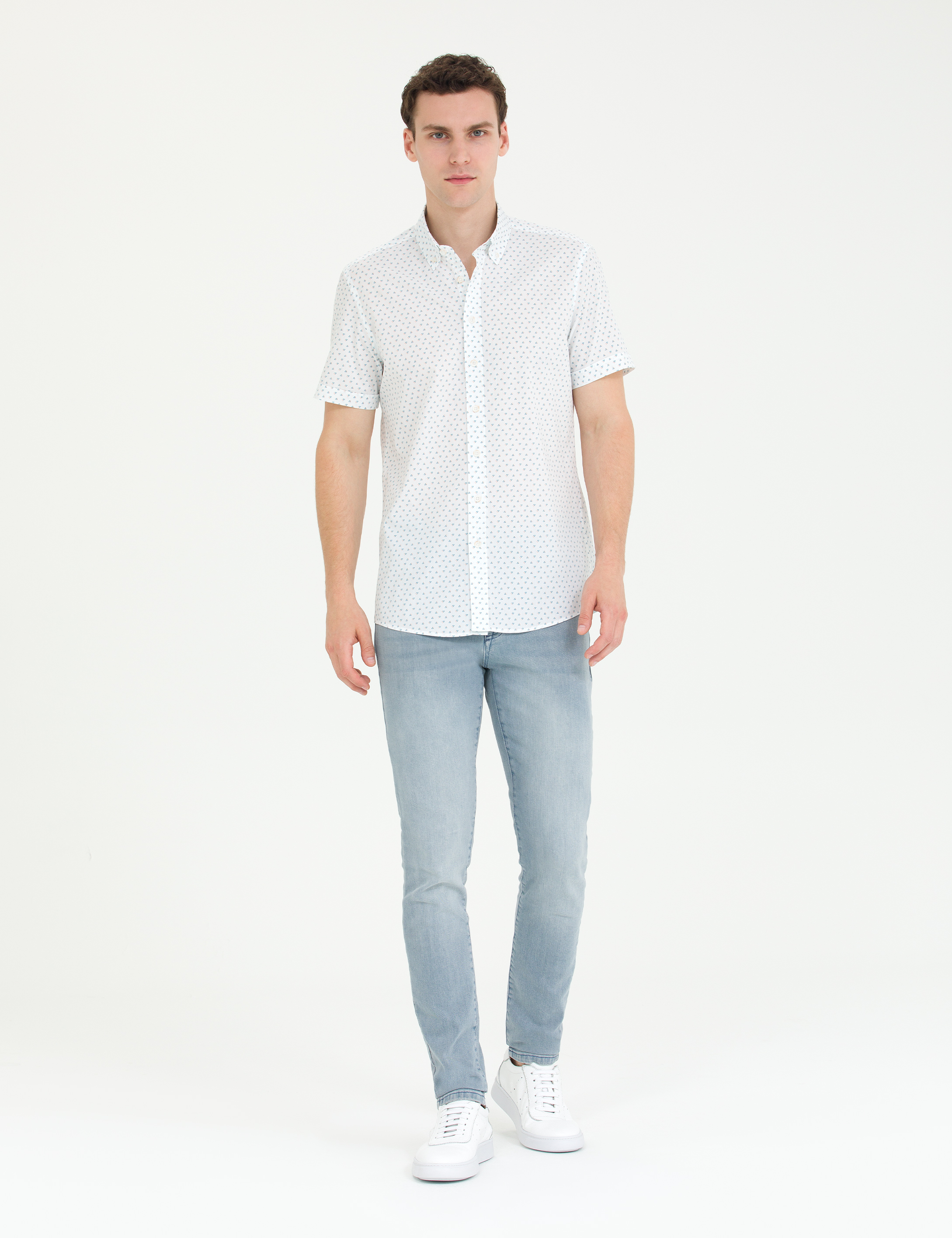 Pierre Cardin Açık Lacivert Slim Fit Kısa Kollu Gömlek görsel 4