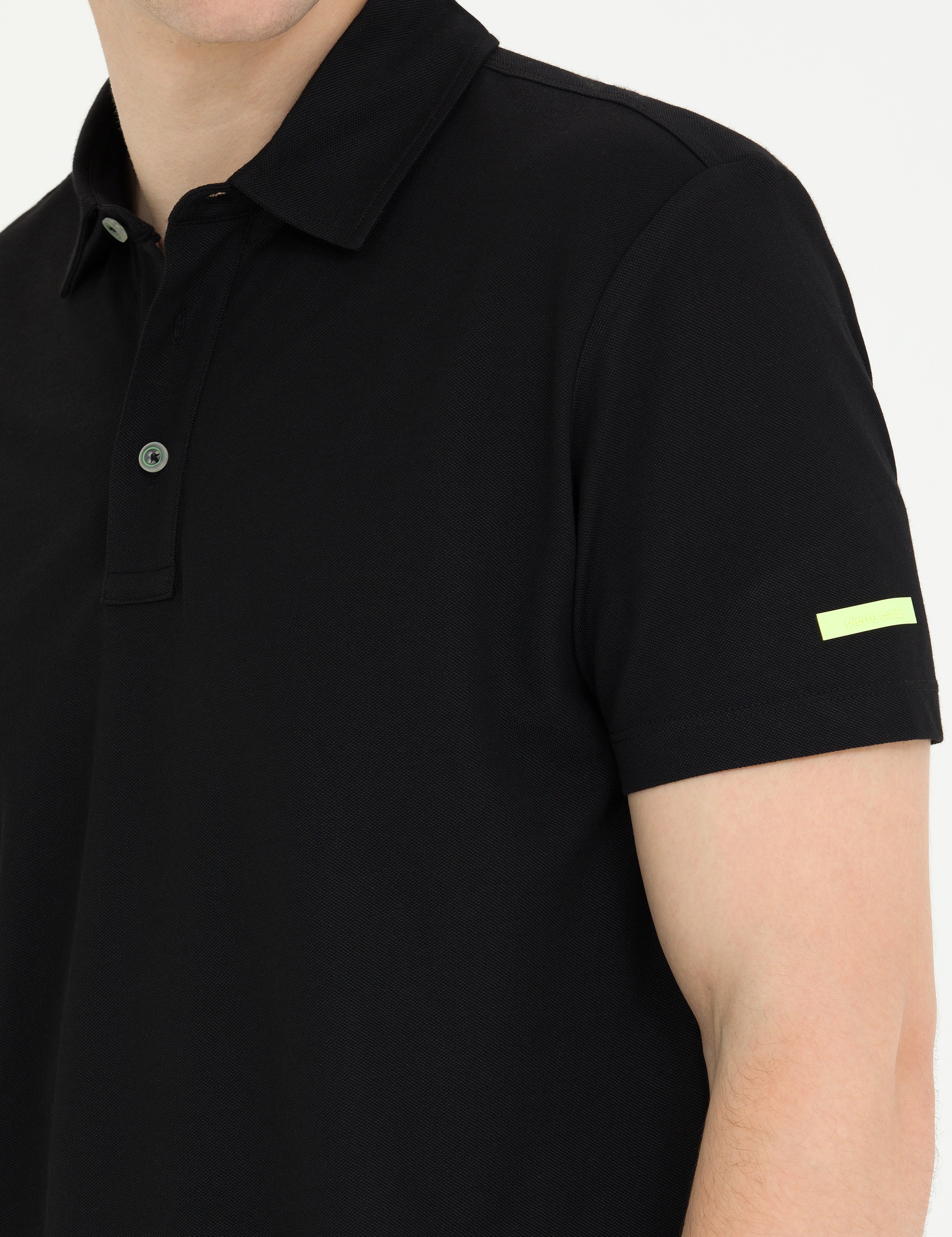 Siyah Slim Fit Polo Yaka Tişört - Image 7