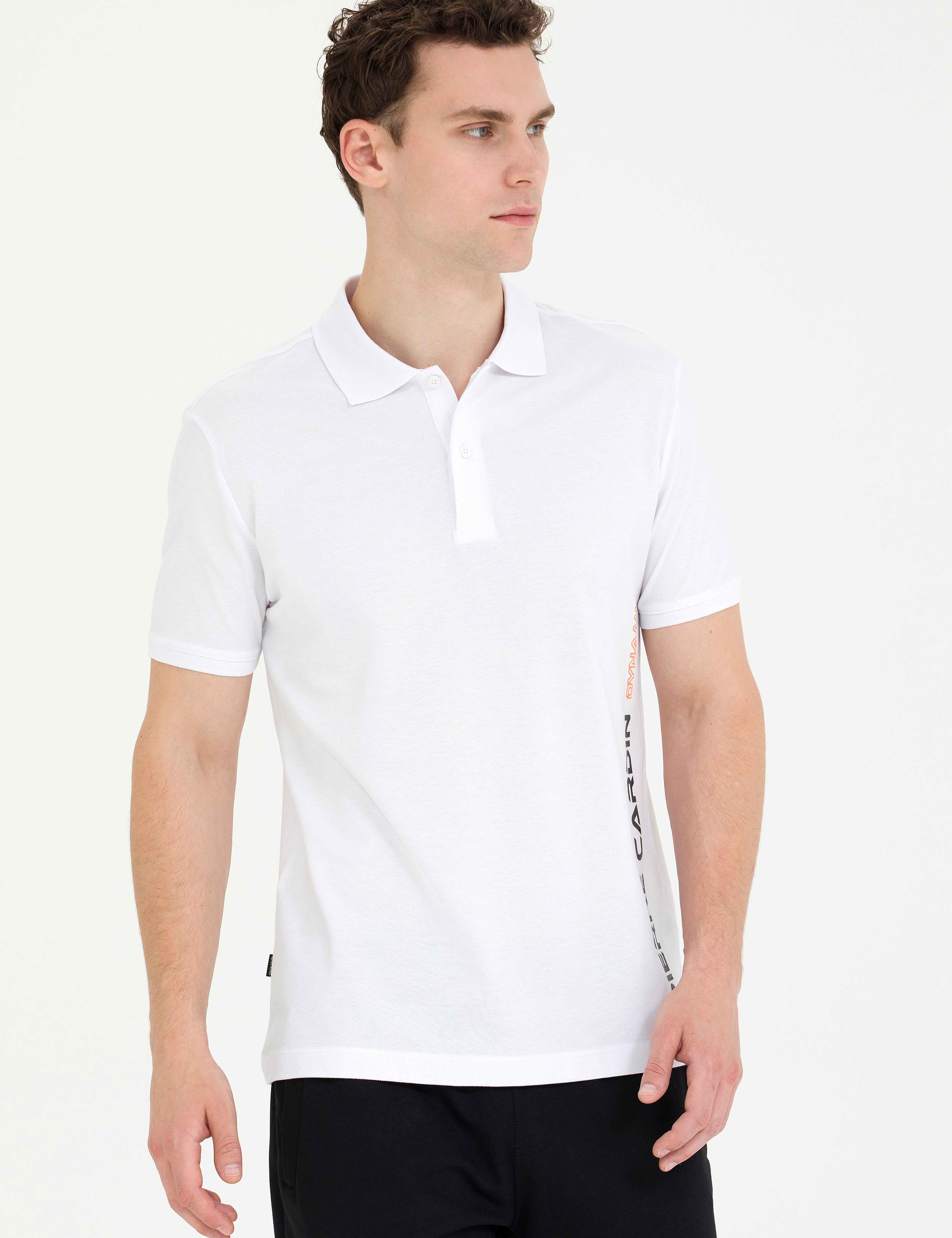 Beyaz Slim Fit Polo Yaka Tişört - Image 3