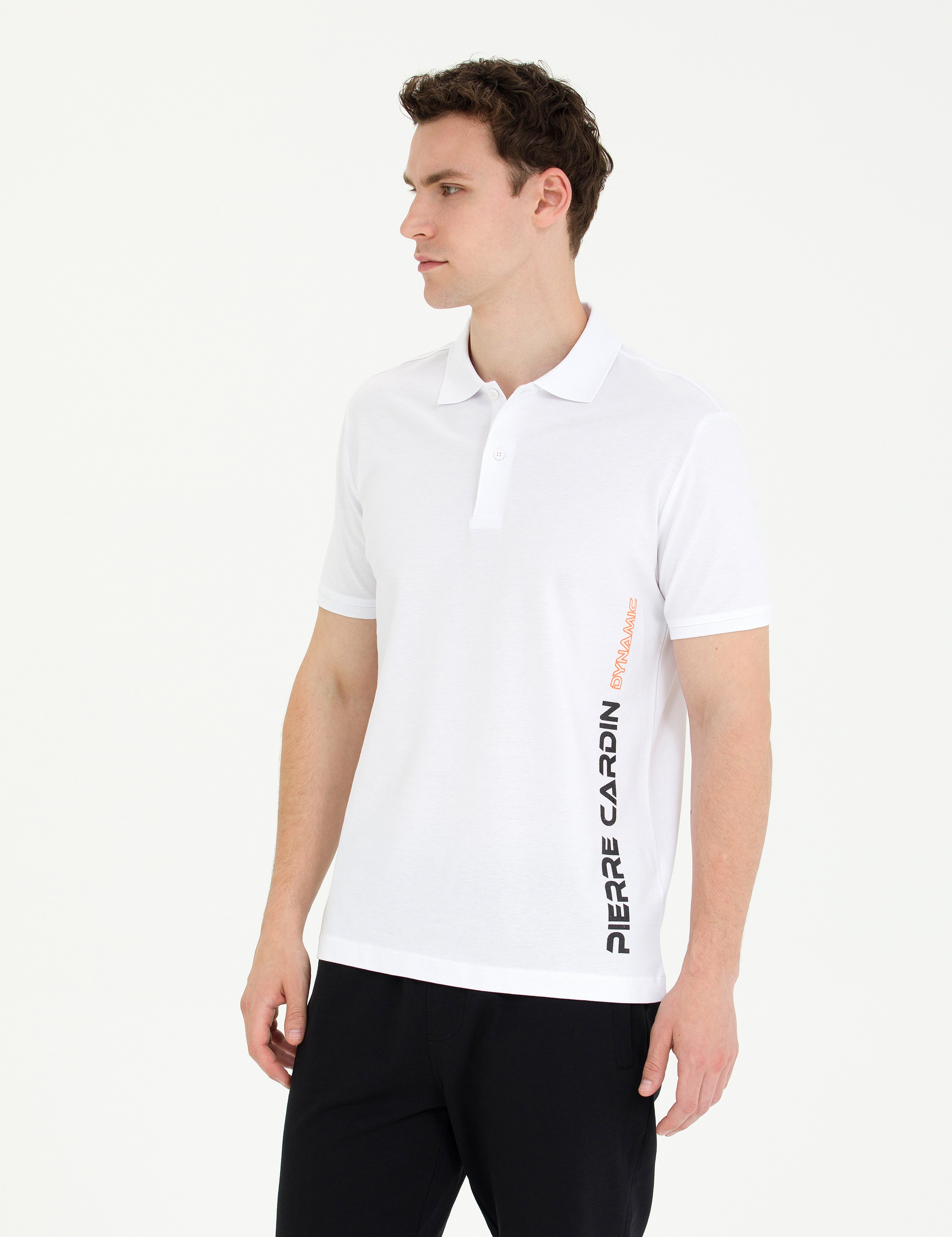 Beyaz Slim Fit Polo Yaka Tişört - Image 1