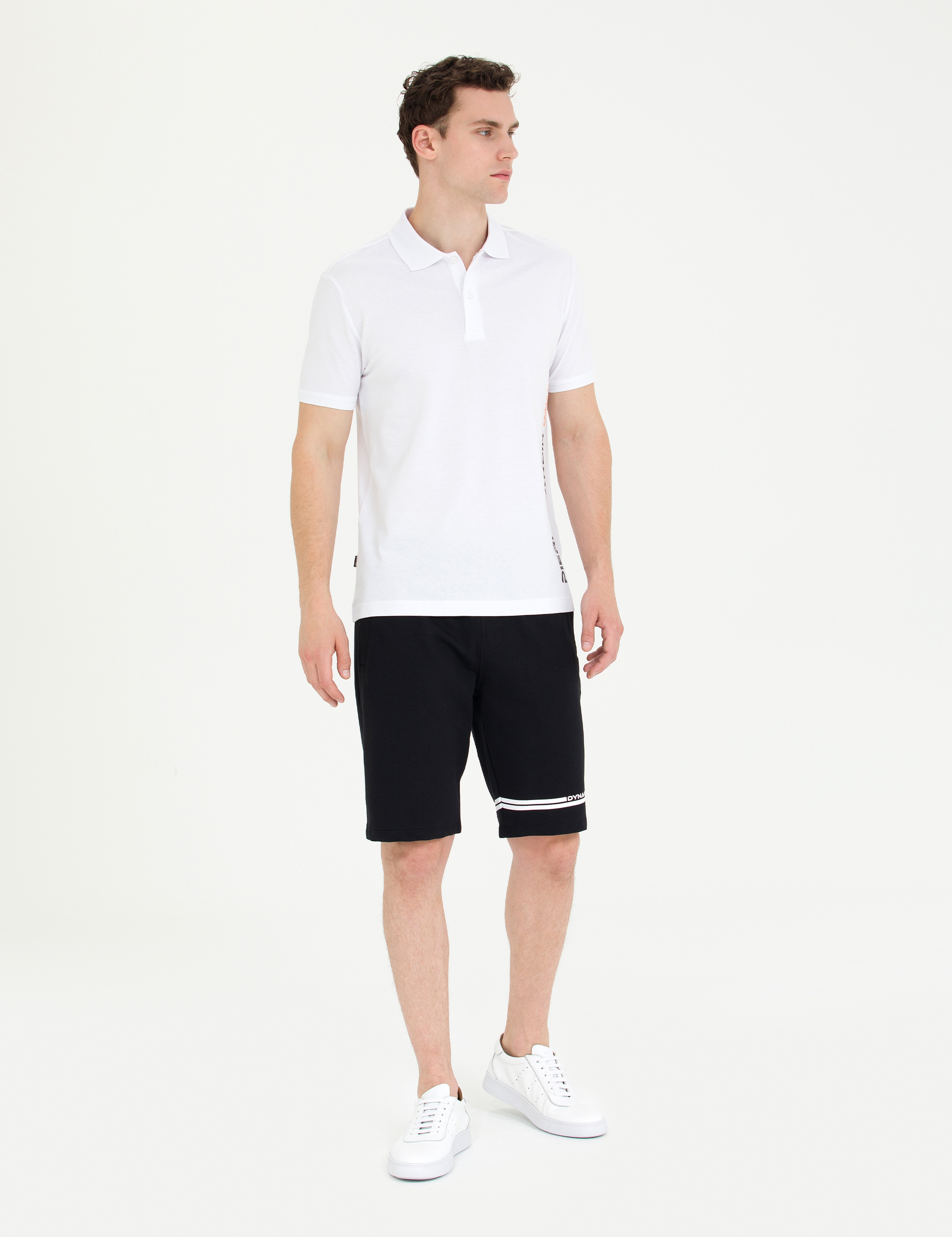 Beyaz Slim Fit Polo Yaka Tişört - Image 4
