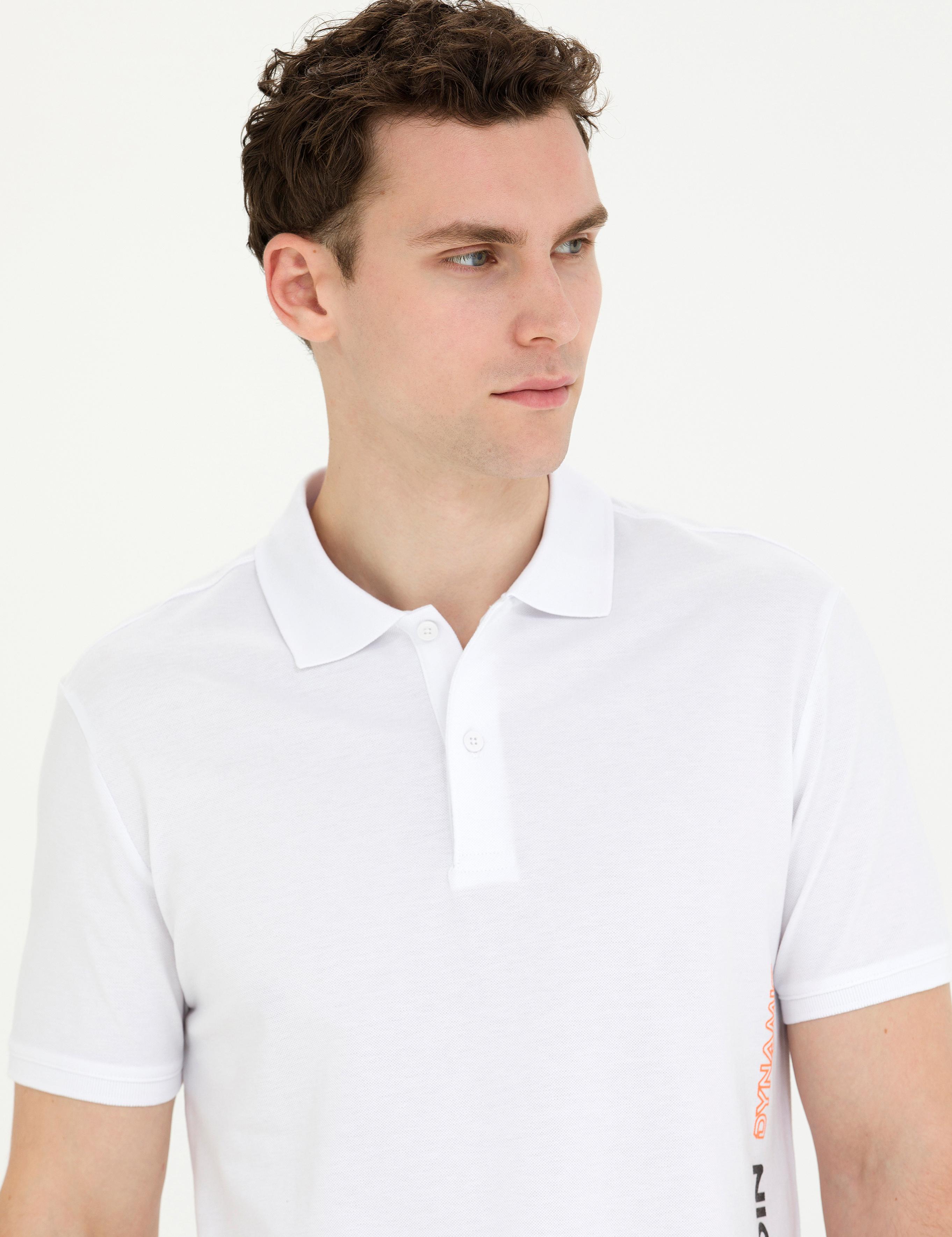 Beyaz Slim Fit Polo Yaka Tişört