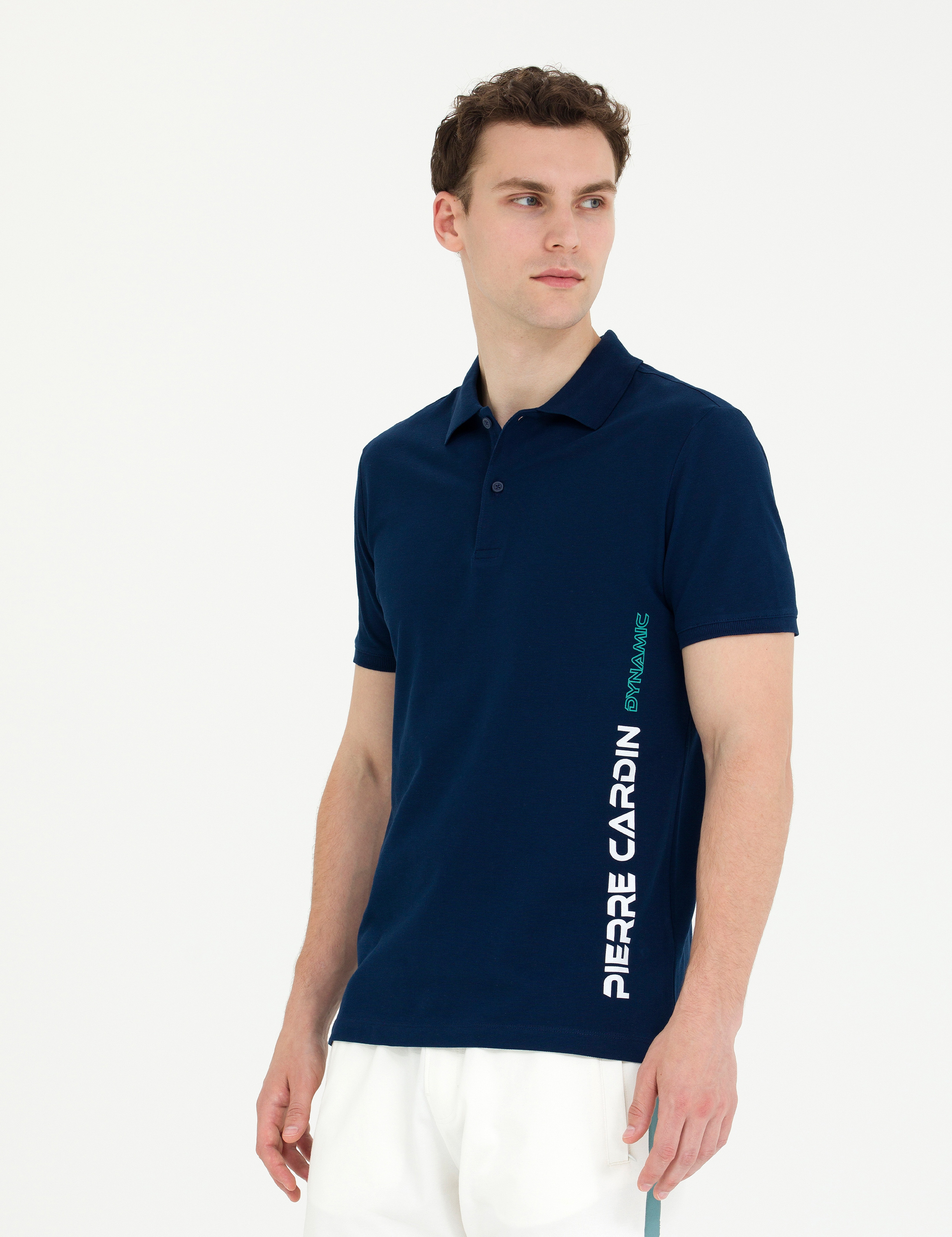 Lacivert Slim Fit Polo Yaka Tişört - Image 3