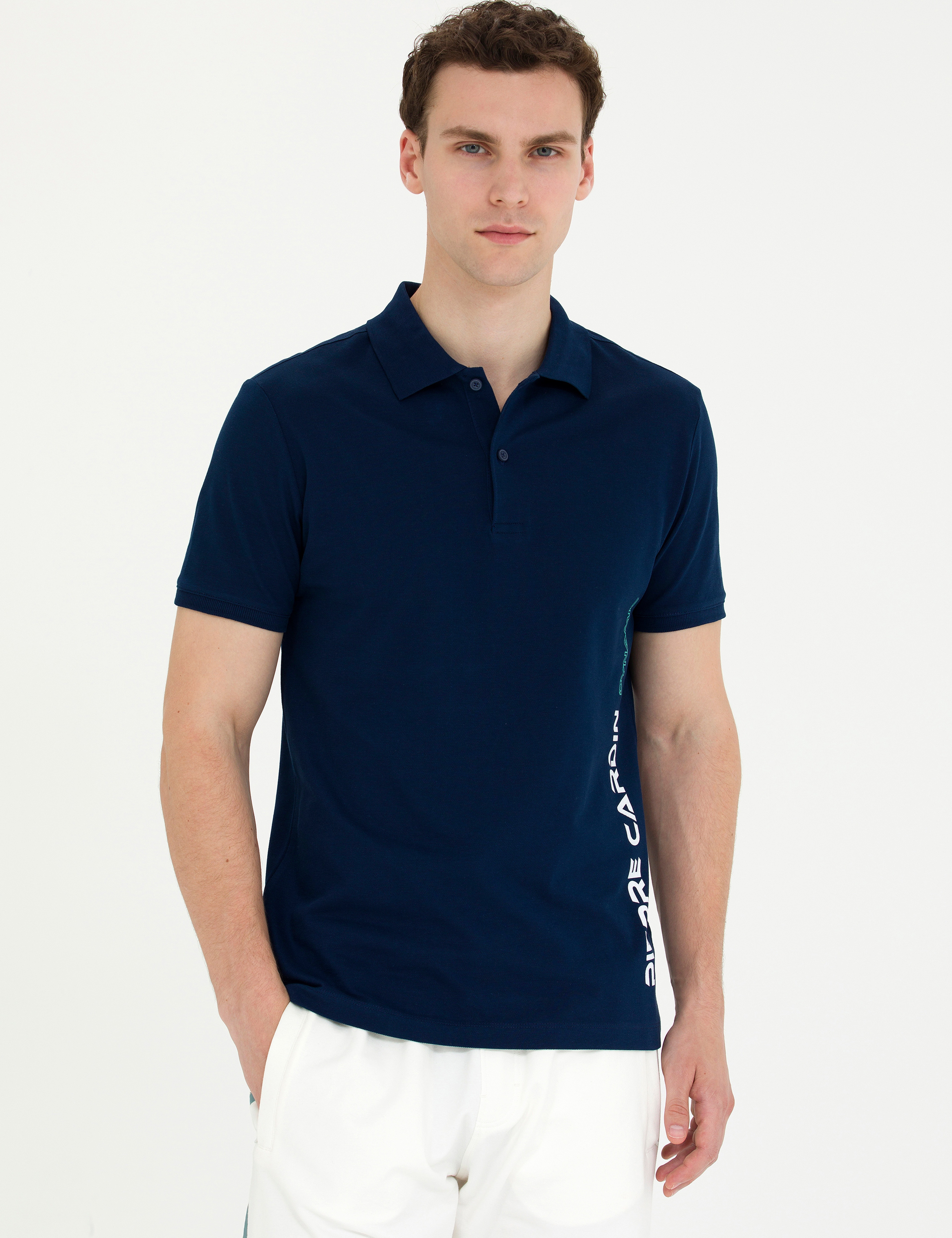 Lacivert Slim Fit Polo Yaka Tişört - Image 1