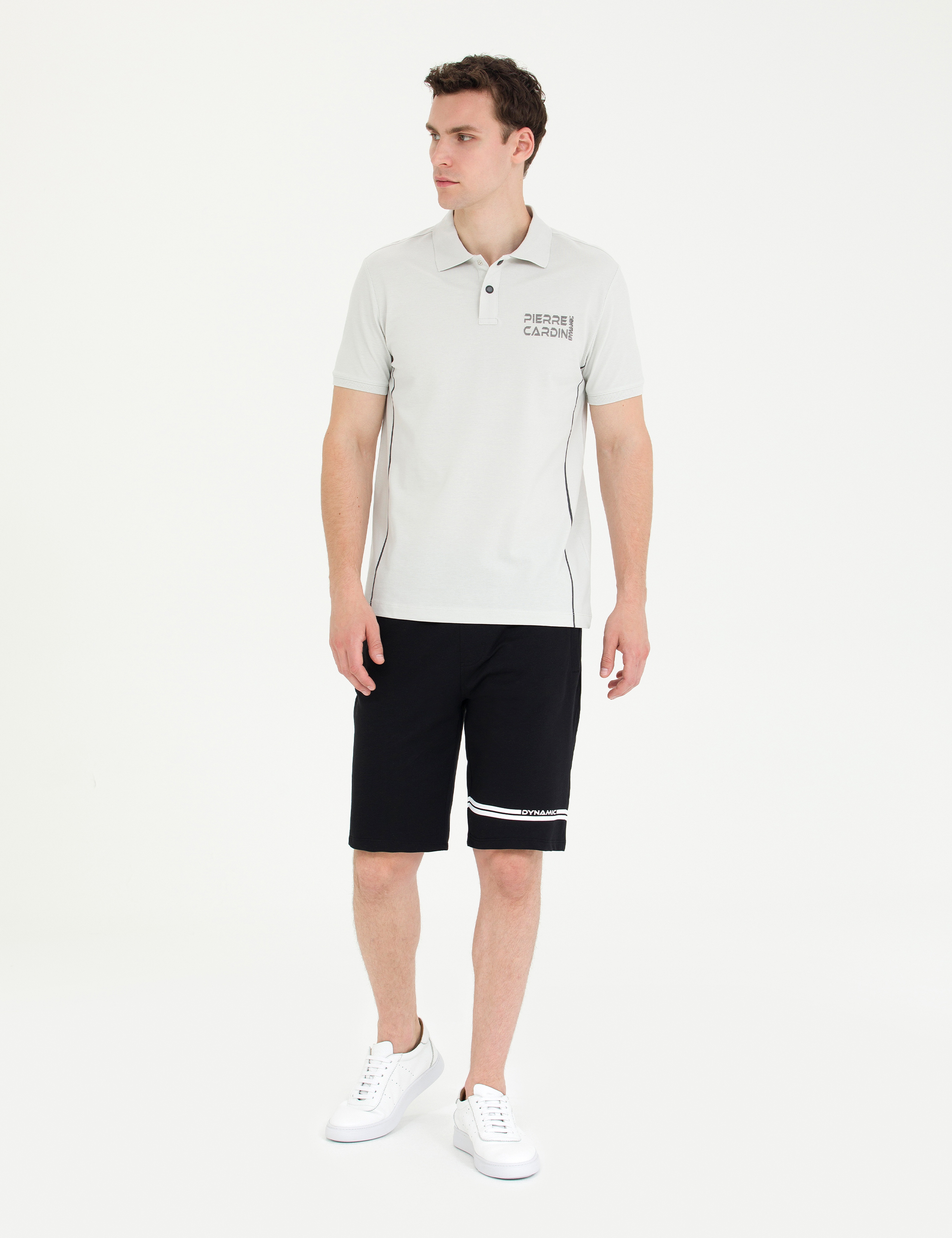 Açık Gri Slim Fit Polo Yaka Tişört - Image 4