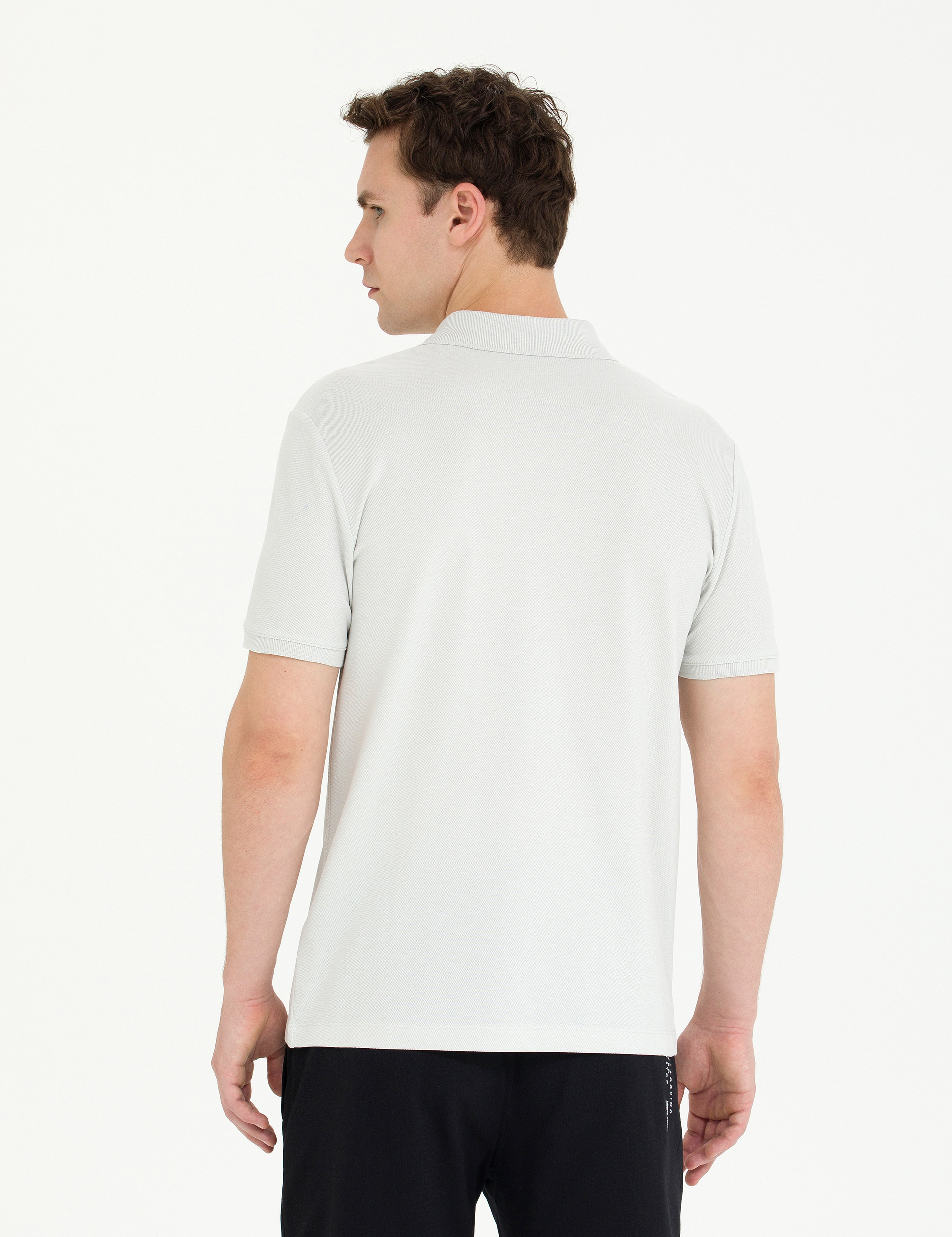 Açık Gri Slim Fit Polo Yaka Tişört - Image 5