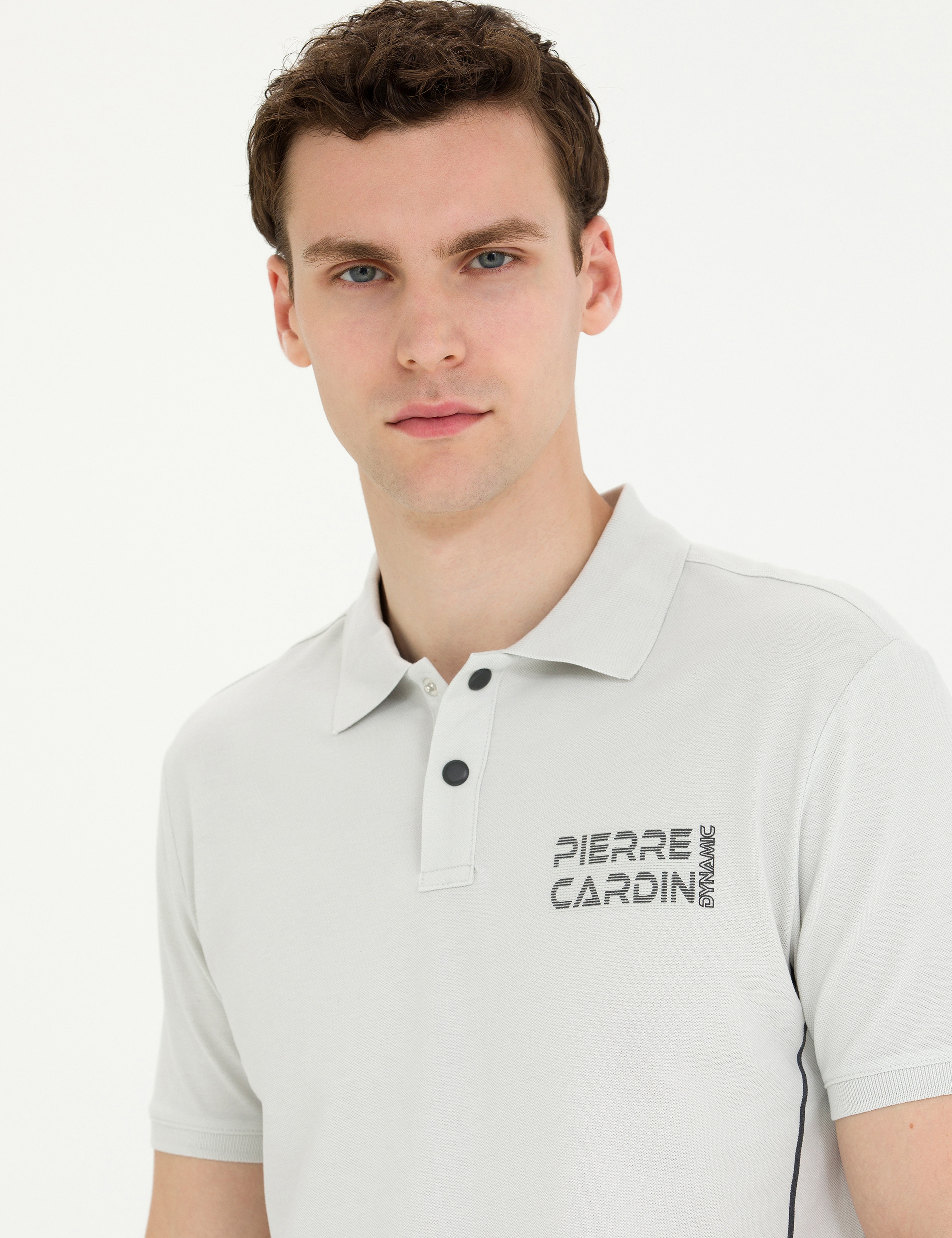 Açık Gri Slim Fit Polo Yaka Tişört