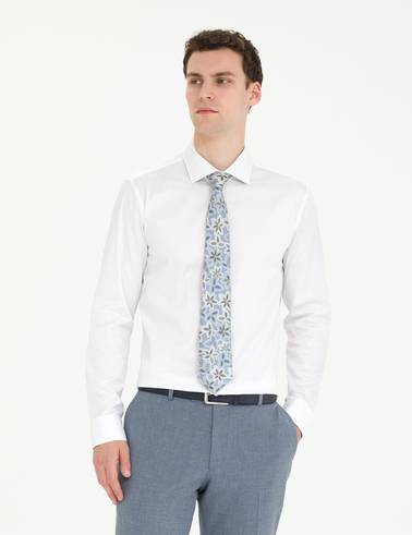 Beyaz Likralı Kolay Ütülenebilir Ex. Slim Fit Basic Gömlek