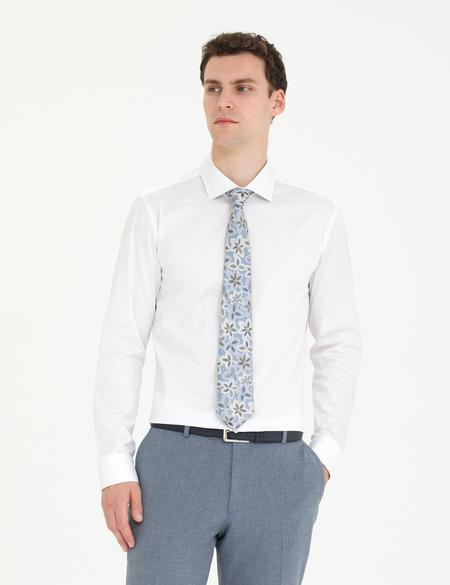 Beyaz Likralı Kolay Ütülenebilir Ex. Slim Fit Basic Gömlek - 50268186001