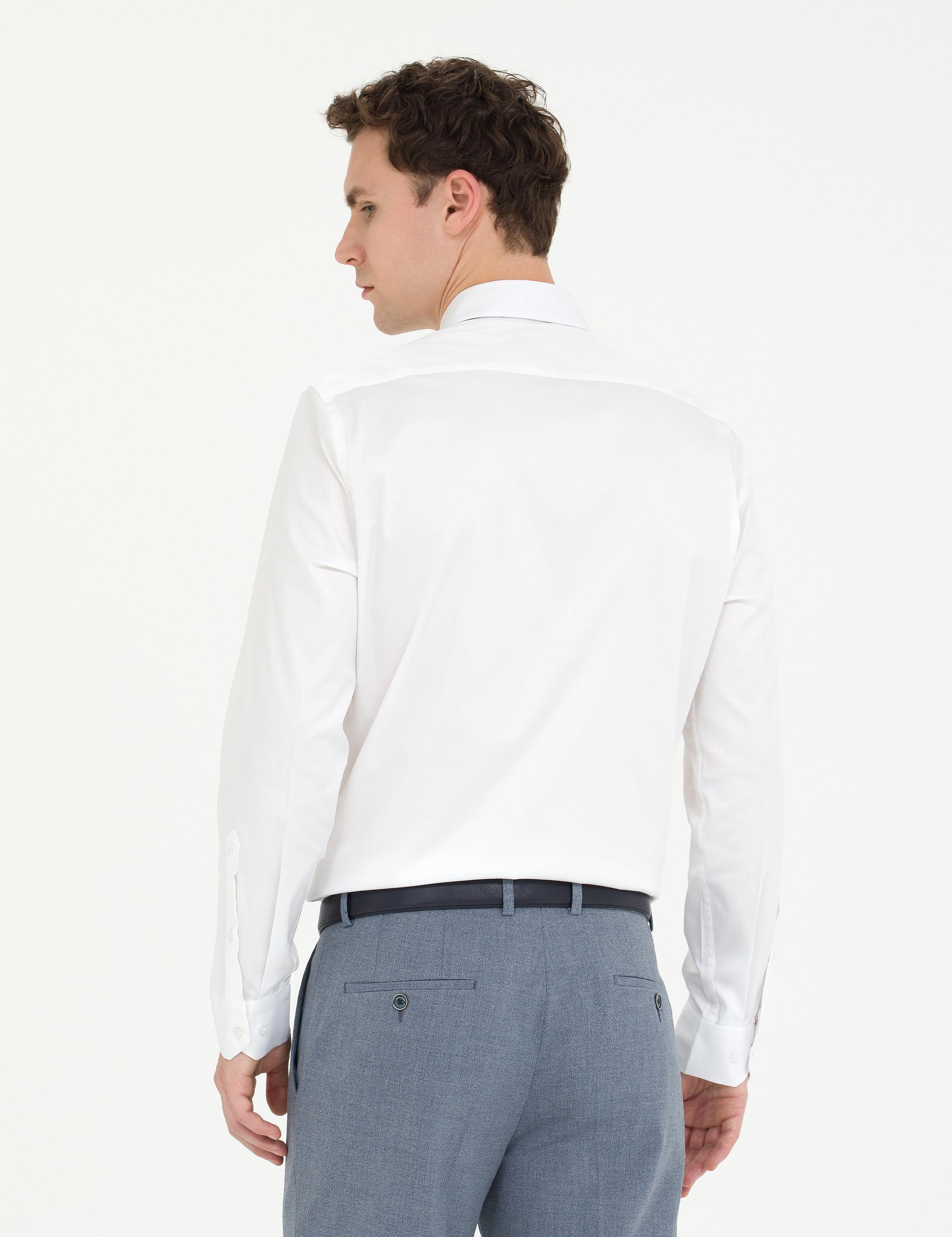 Beyaz Likralı Kolay Ütülenebilir Ex. Slim Fit Basic Gömlek