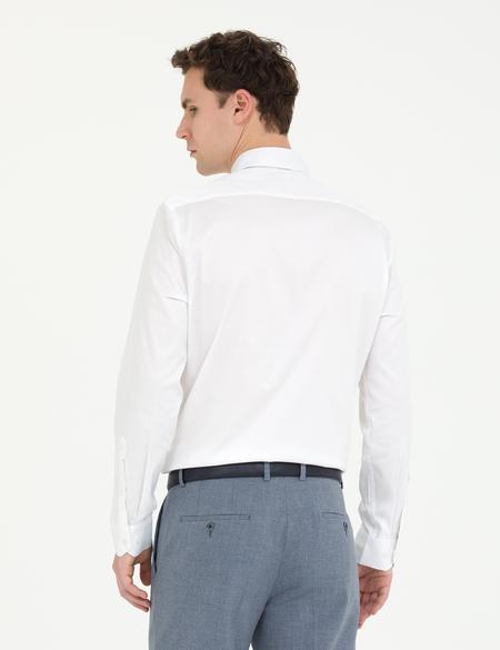 Beyaz Likralı Kolay Ütülenebilir Ex. Slim Fit Basic Gömlek - 50268186001