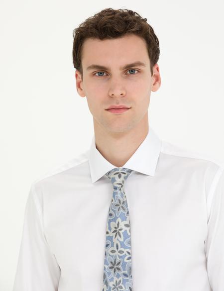 Beyaz Likralı Kolay Ütülenebilir Ex. Slim Fit Basic Gömlek - 50268186001