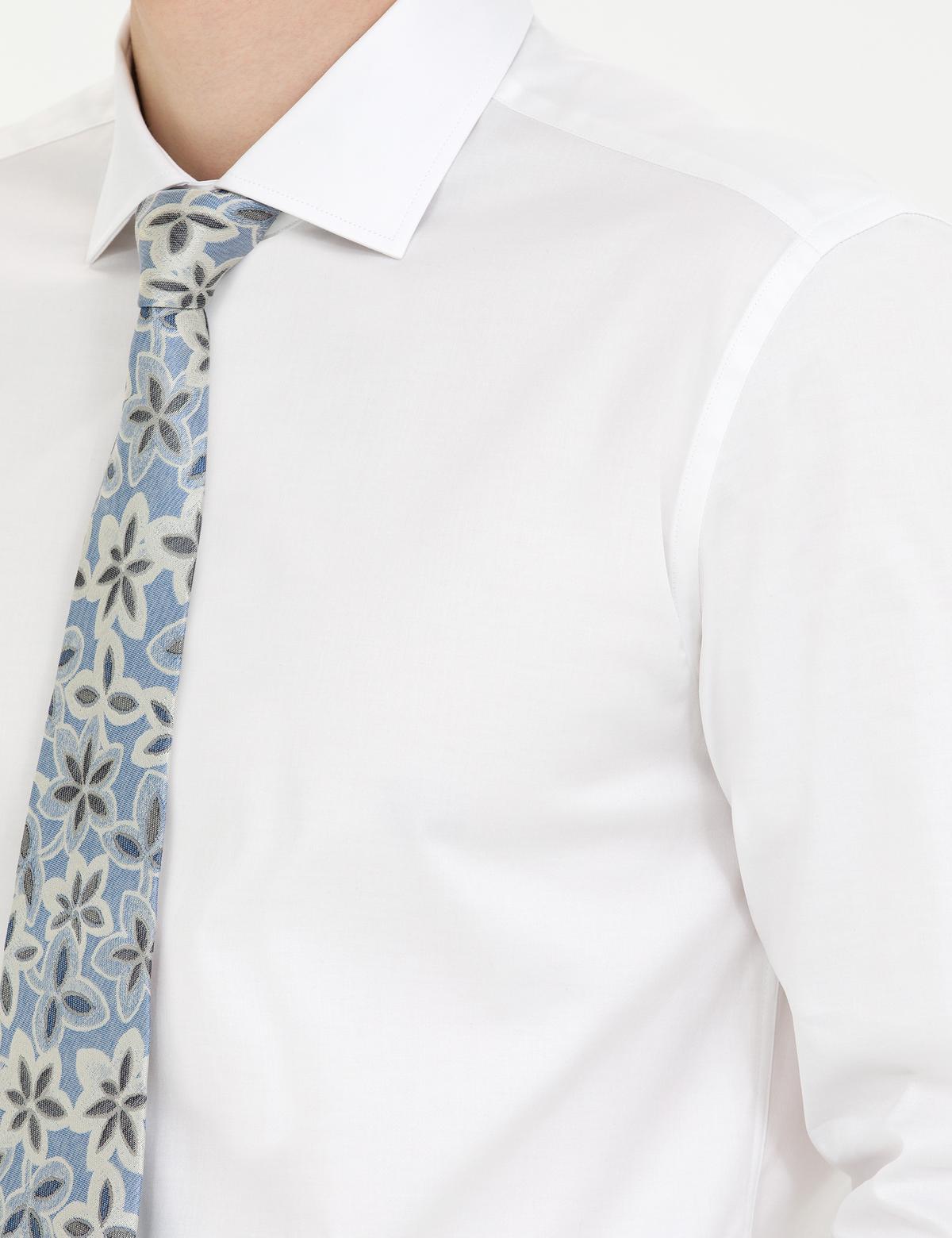 Beyaz Likralı Kolay Ütülenebilir Ex. Slim Fit Basic Gömlek - 50268186001