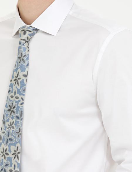 Beyaz Likralı Kolay Ütülenebilir Ex. Slim Fit Basic Gömlek - 50268186001