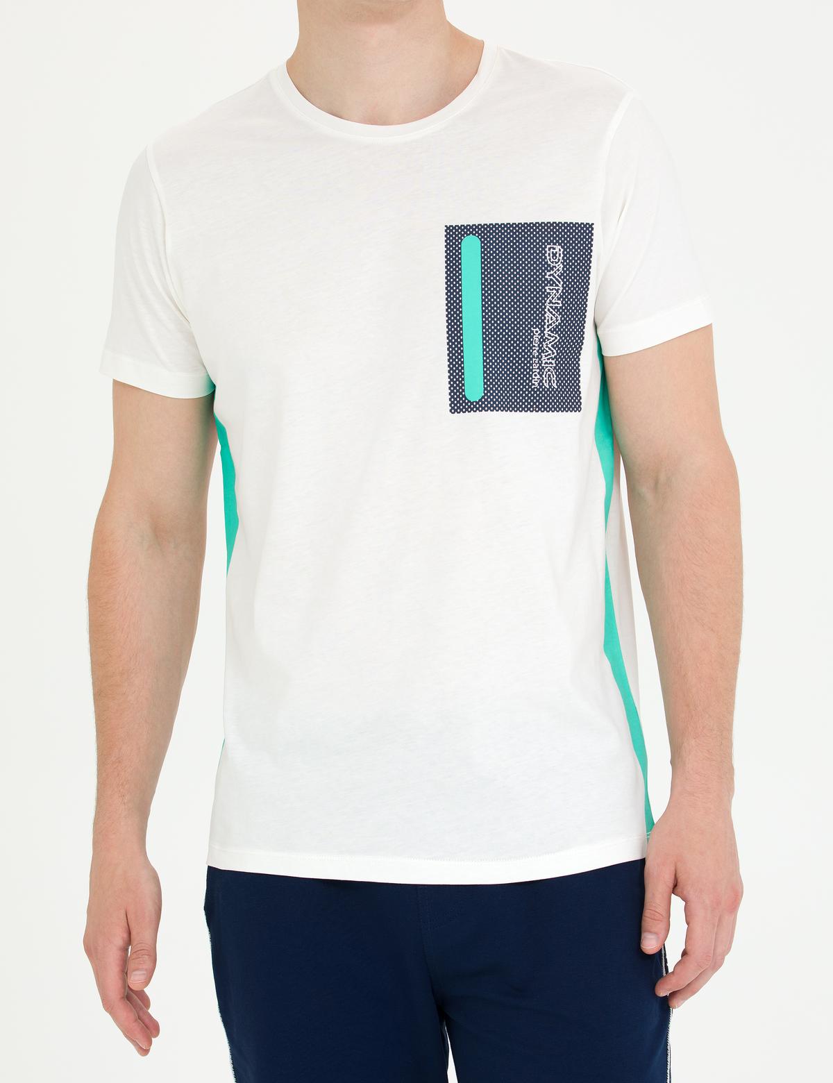 Ekru Slim Fit Bisiklet Yaka Tişört - 50262655044