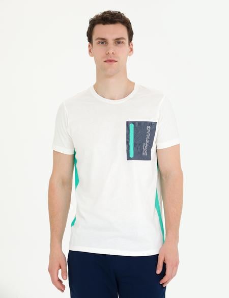 Ekru Slim Fit Bisiklet Yaka Tişört - 50262655044