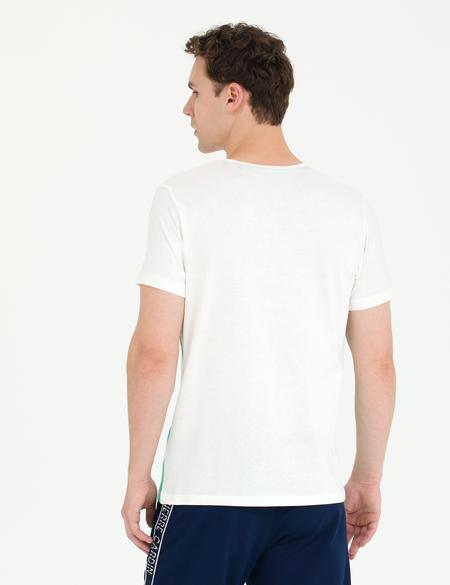 Ekru Slim Fit Bisiklet Yaka Tişört - 50262655044