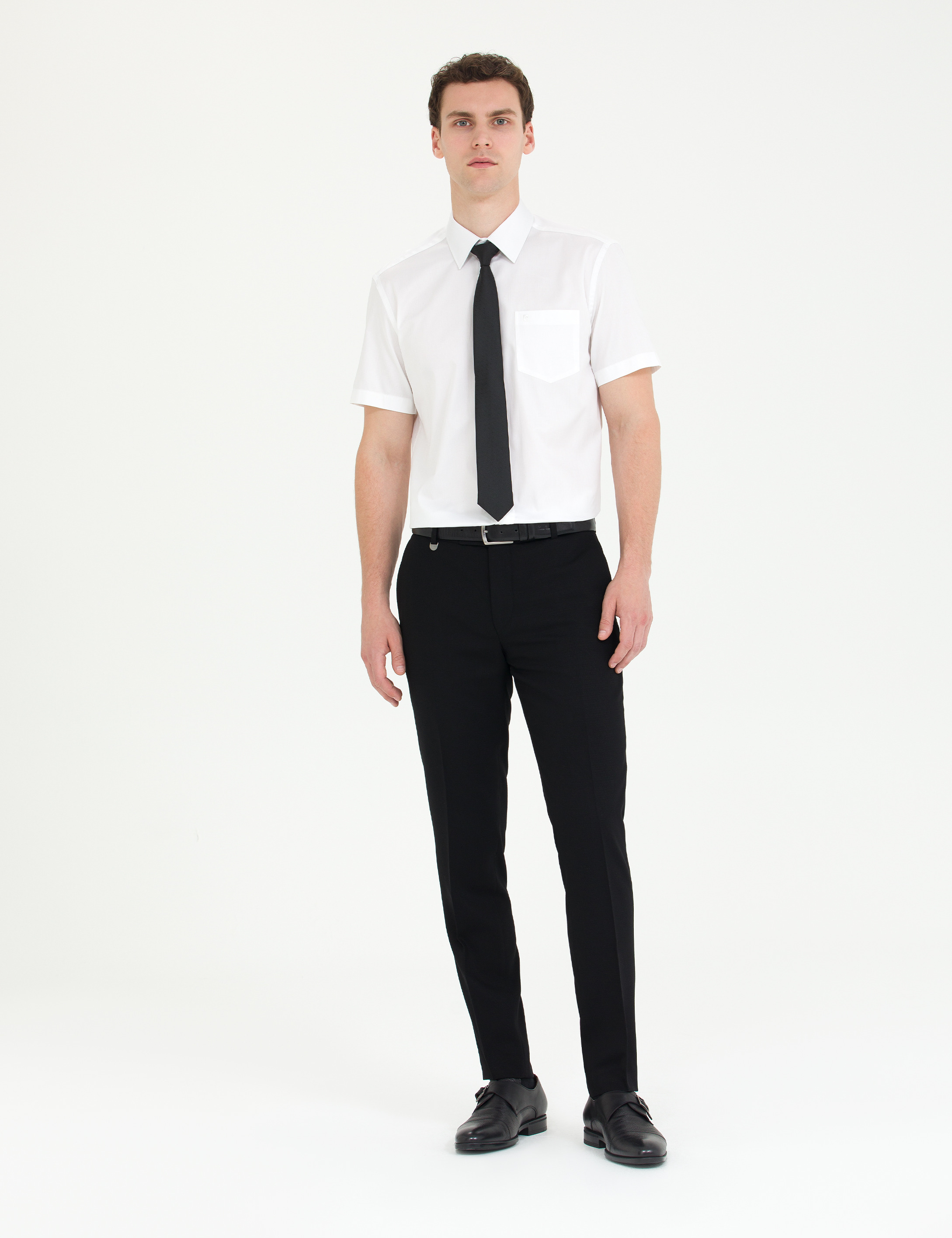 Pierre Cardin Beyaz %100 Pamuk Parlak Saten Regular Fit Kısa Kollu Basic Gömlek görsel 4