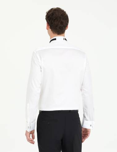 Beyaz Slim Fit Smokin Gömlek