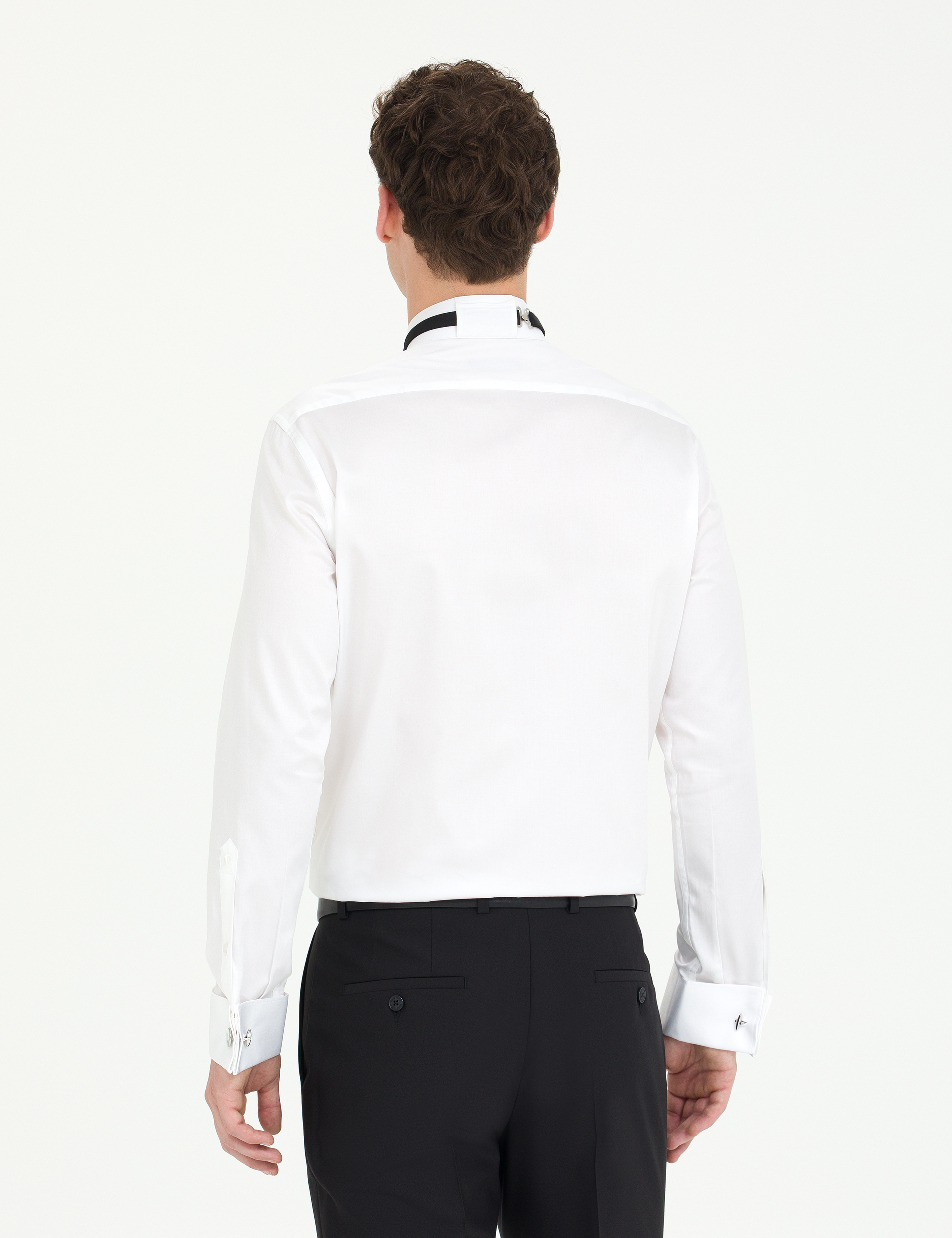 Beyaz Slim Fit Smokin Gömlek - Image 5