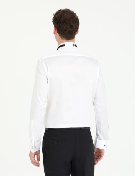 Beyaz Slim Fit Smokin Gömlek - 50268195001