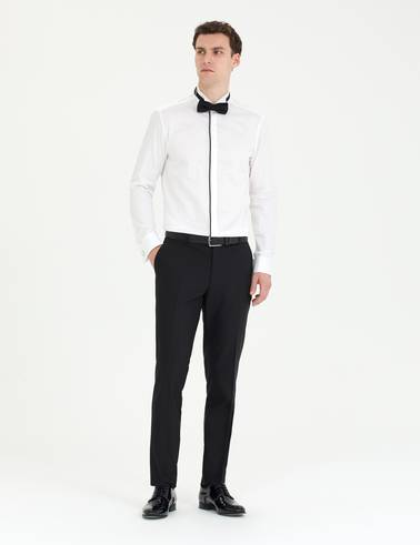 Beyaz Slim Fit Smokin Gömlek