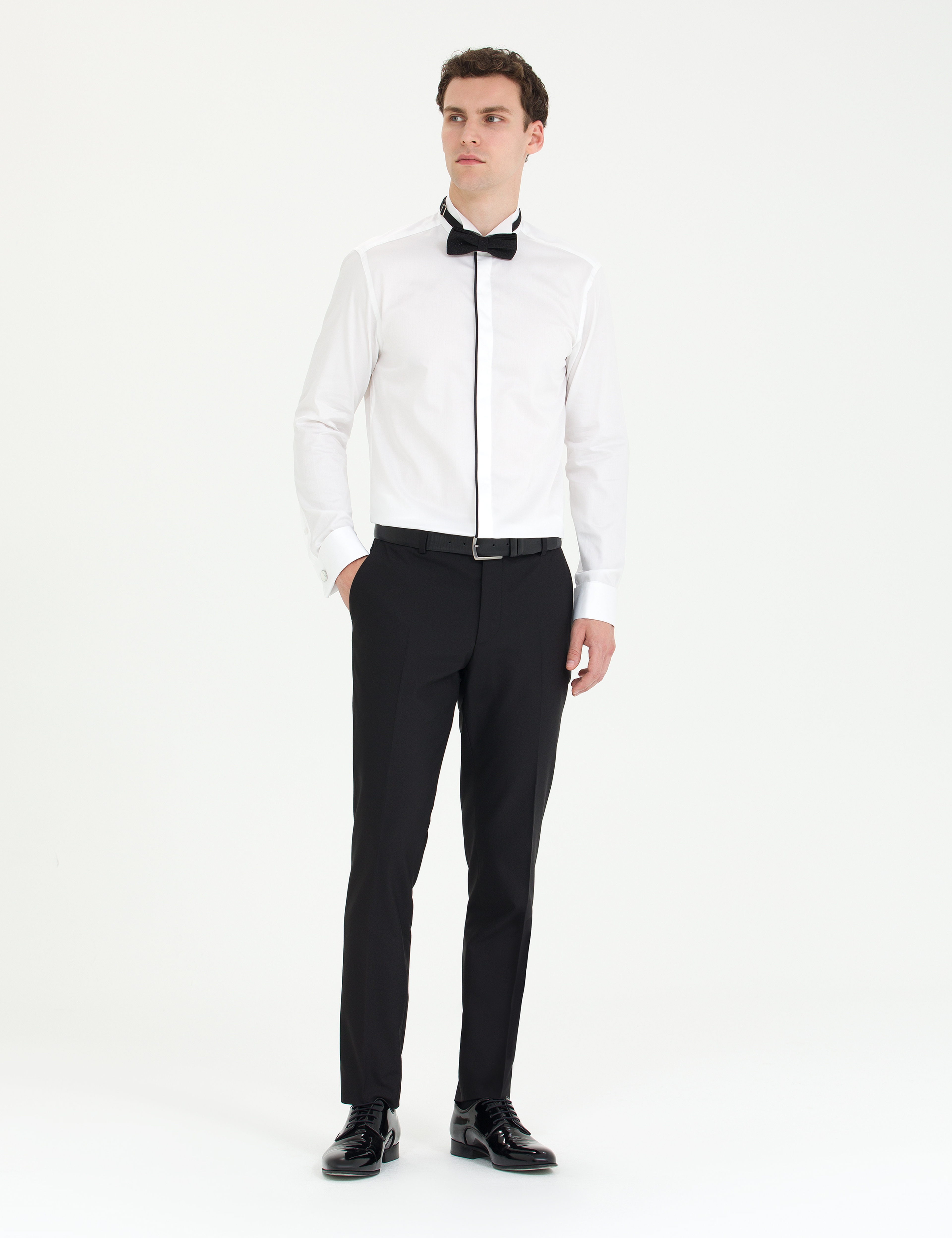 Beyaz Slim Fit Smokin Gömlek - Image 4