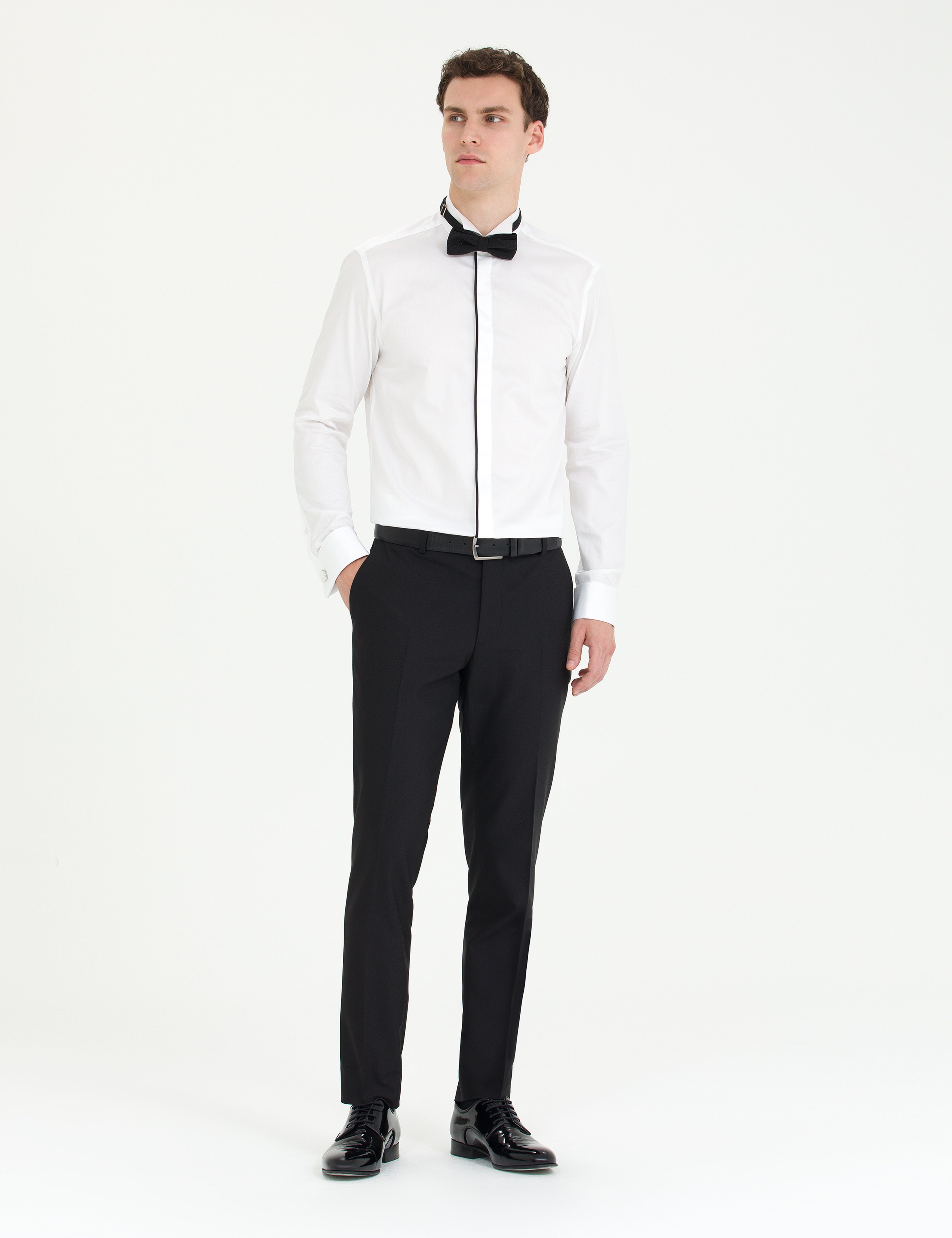 Beyaz Slim Fit Smokin Gömlek