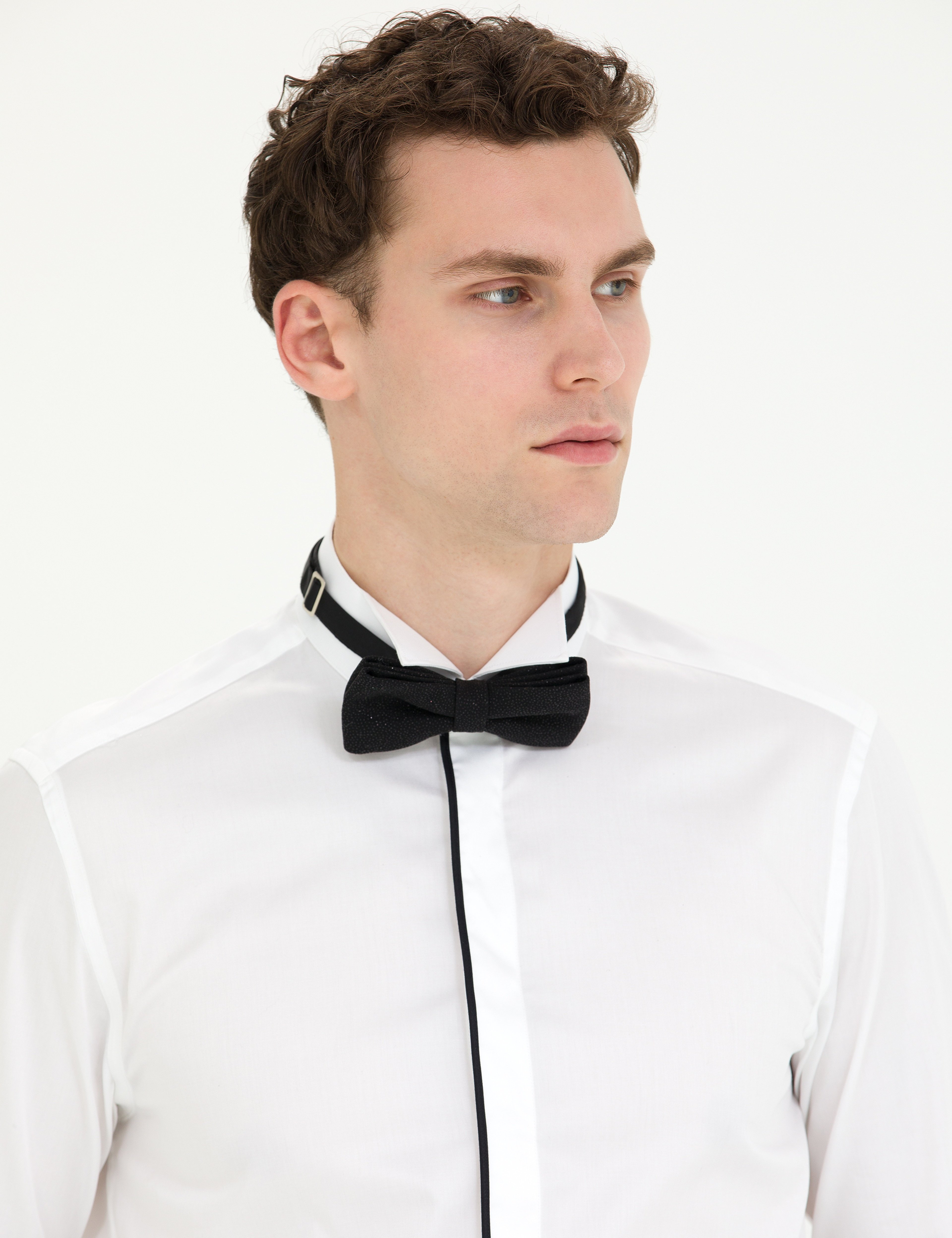 Beyaz Slim Fit Smokin Gömlek - Image 2