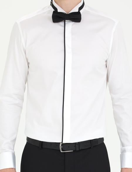 Beyaz Slim Fit Smokin Gömlek - 50268195001