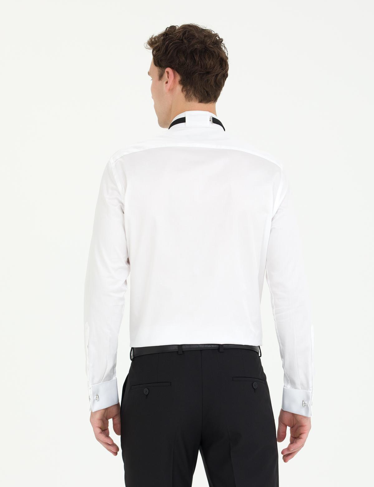 Beyaz Slim Fit Smokin Gömlek - 50268196008