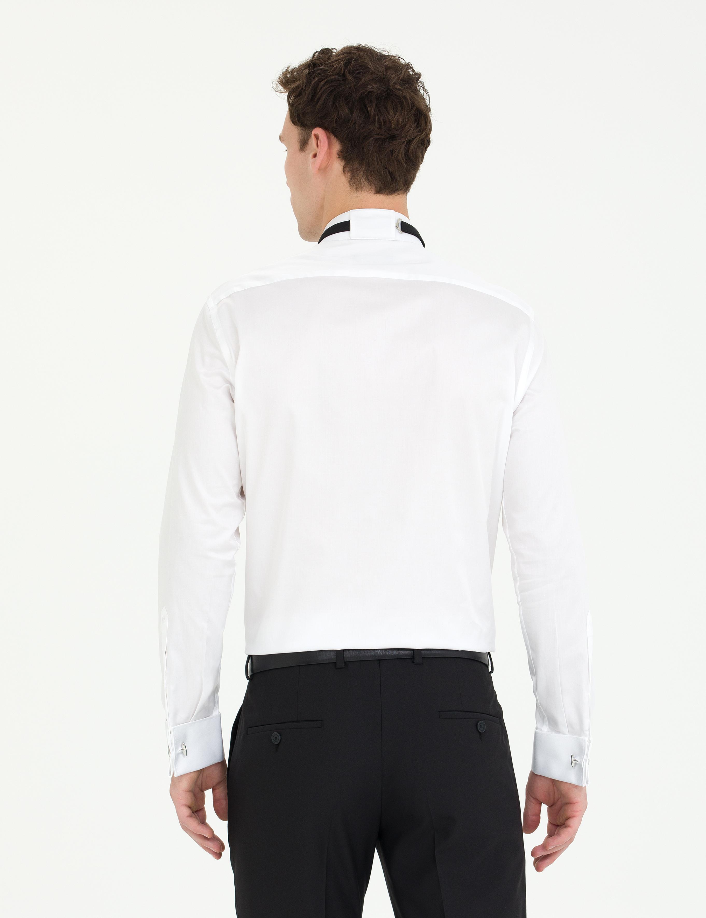 Beyaz Slim Fit Smokin Gömlek