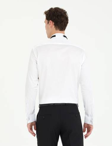 Beyaz Slim Fit Smokin Gömlek