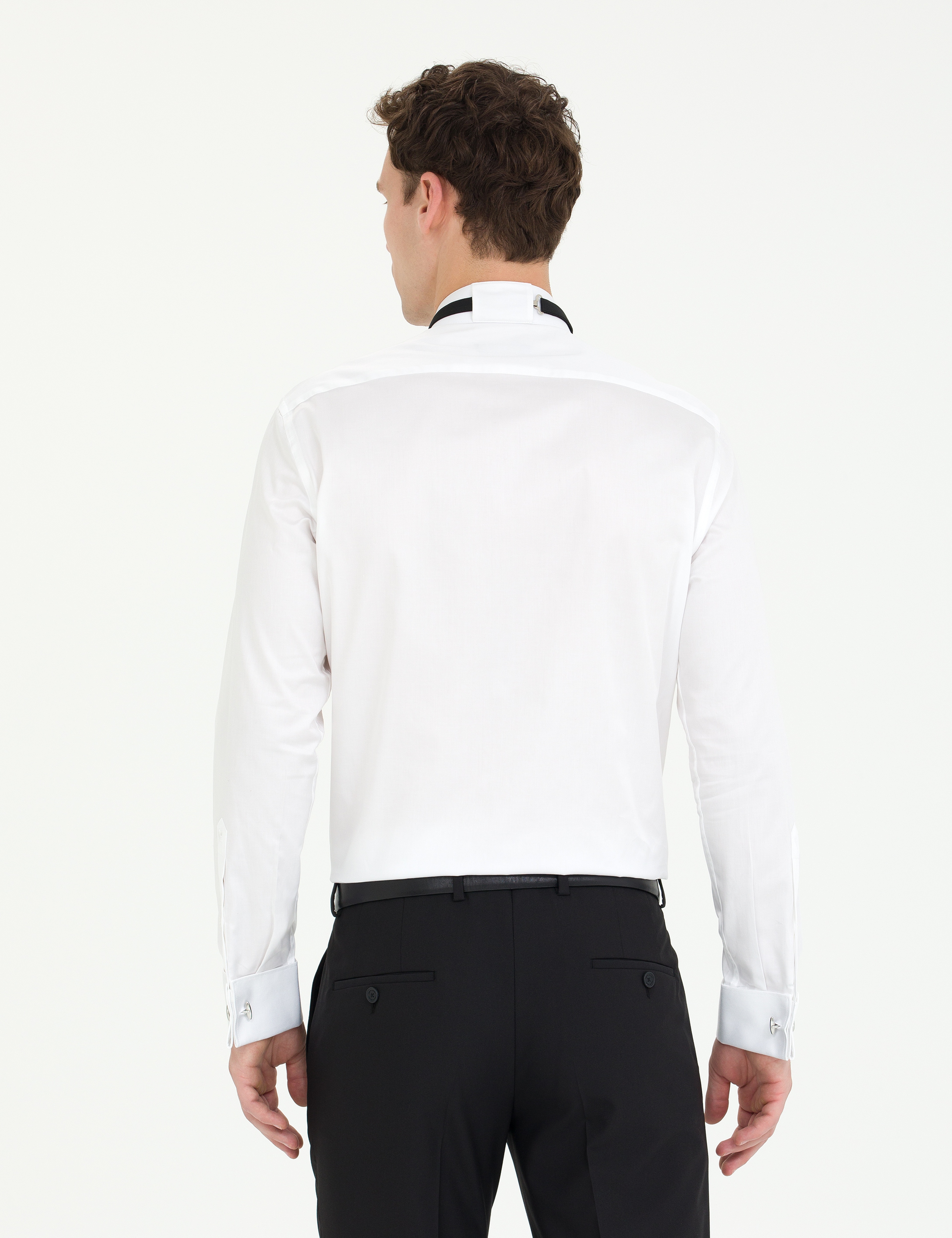 Beyaz Slim Fit Smokin Gömlek - Image 5