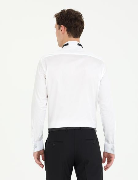 Beyaz Slim Fit Smokin Gömlek - 50268196008