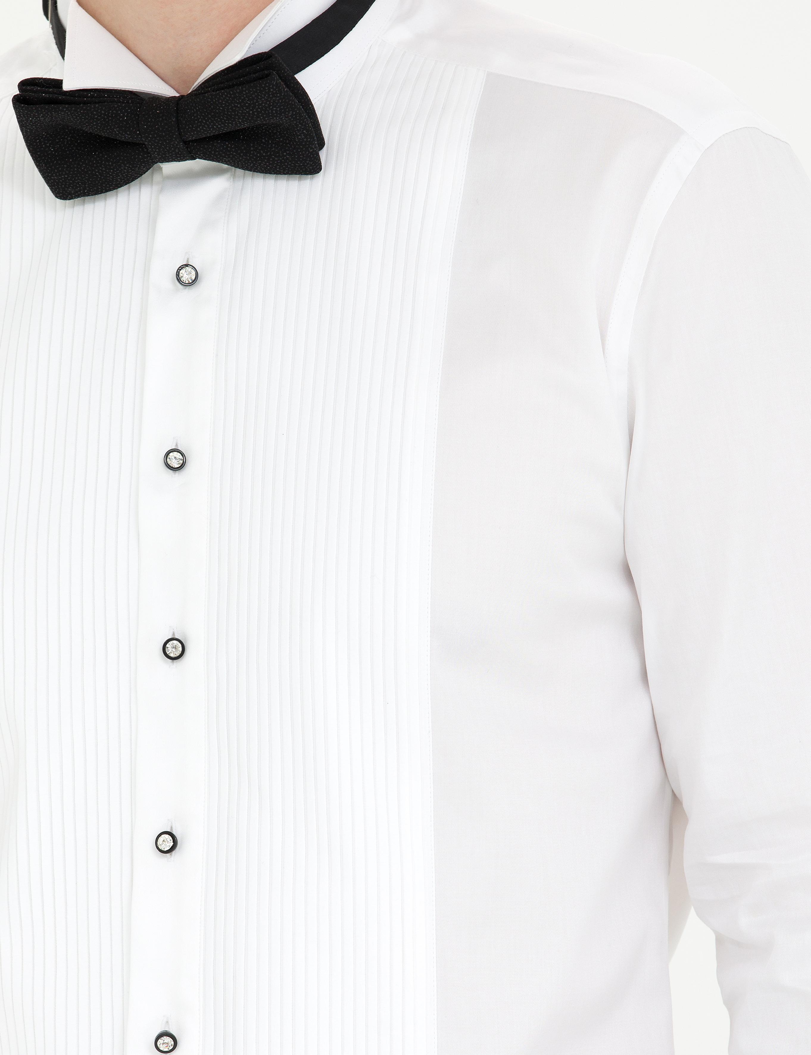 Beyaz Slim Fit Smokin Gömlek