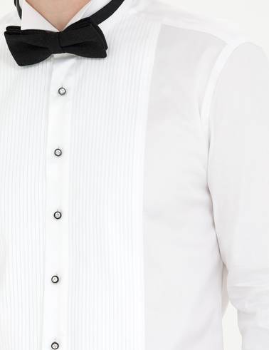 Beyaz Slim Fit Smokin Gömlek