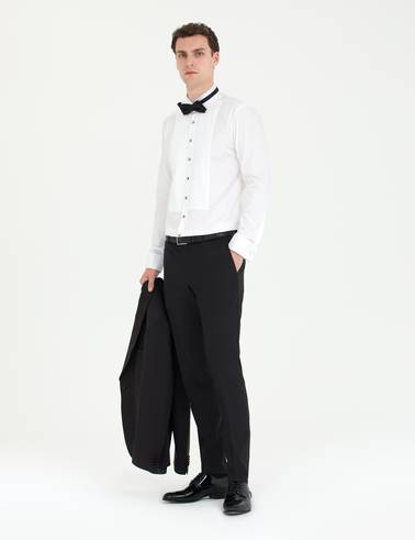 Beyaz Slim Fit Smokin Gömlek