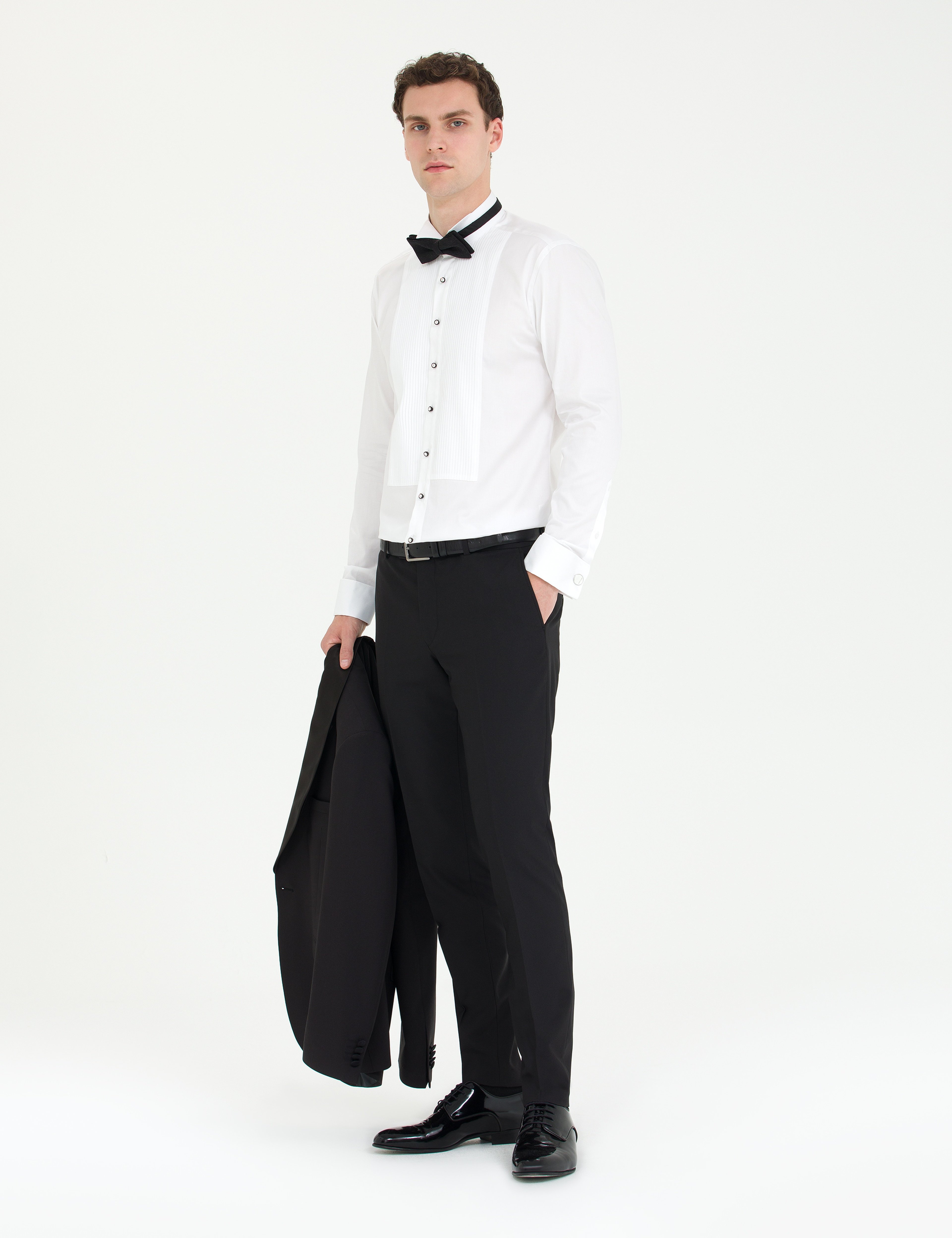 Beyaz Slim Fit Smokin Gömlek
