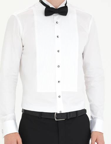 Beyaz Slim Fit Smokin Gömlek