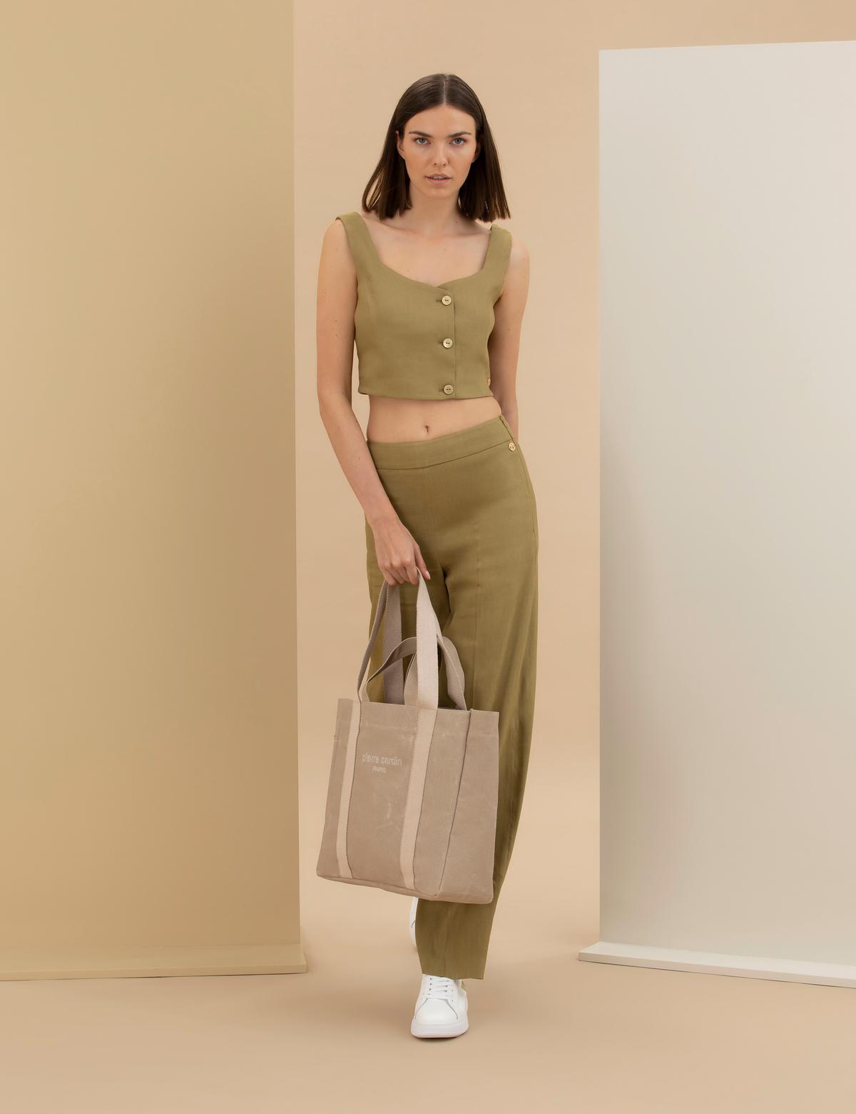 Bej Kanvas Kol Çantası