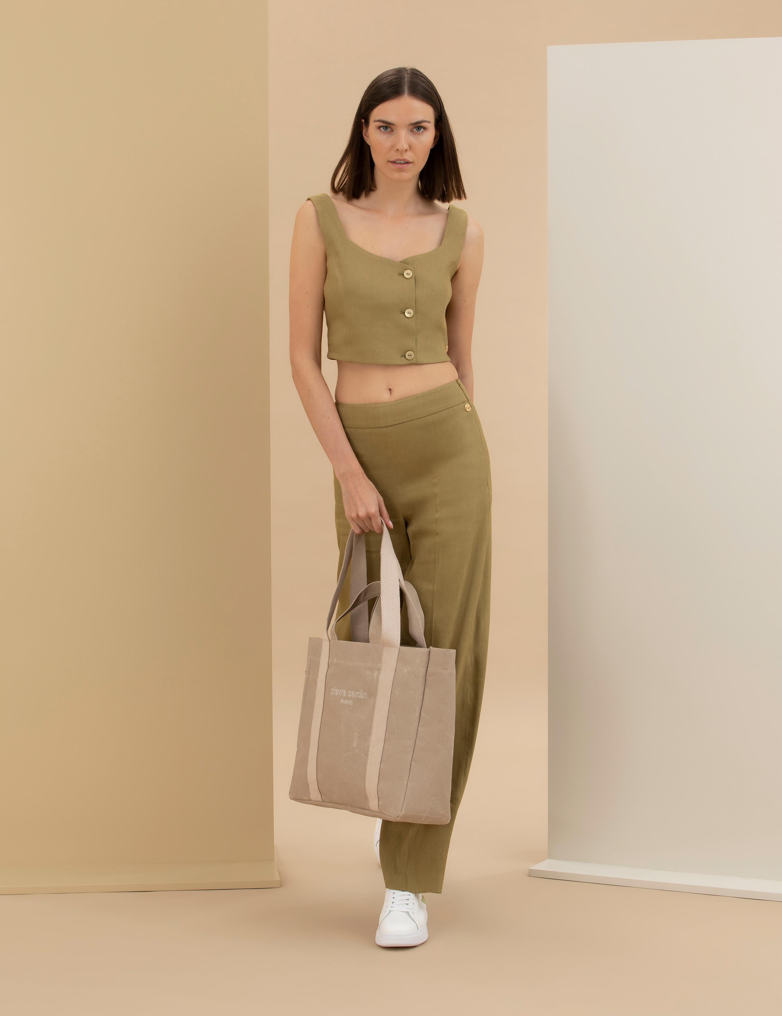 Bej Kanvas Kol Çantası