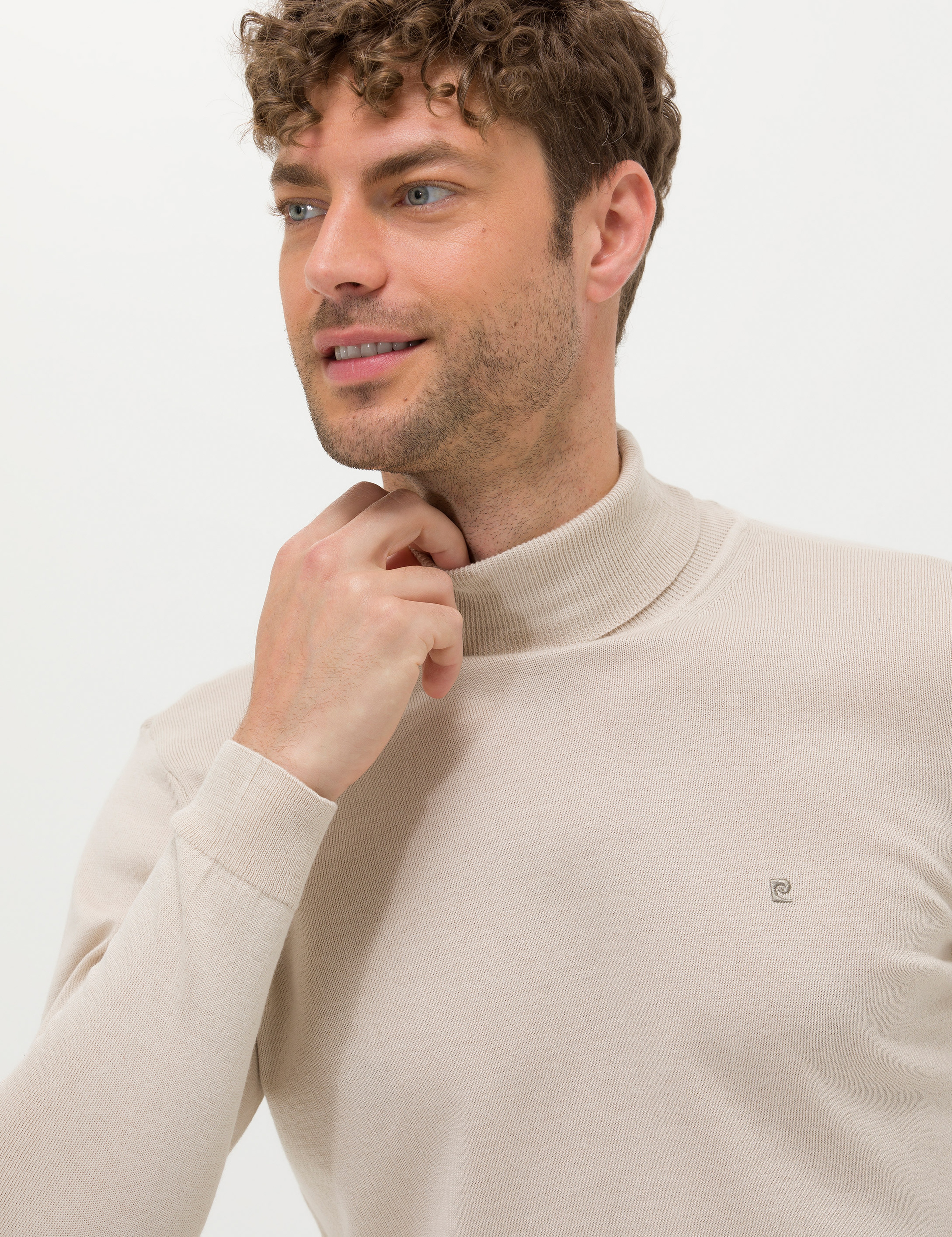 Kum Melanj Slim Fit Balıkçı Yaka Basic Triko Kazak