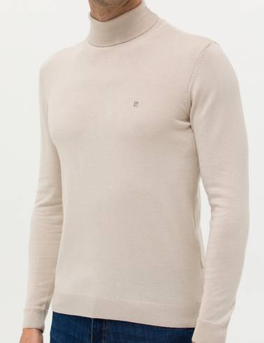 Kum Melanj Slim Fit Balıkçı Yaka Basic Triko Kazak